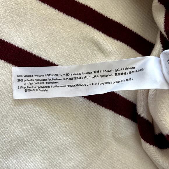 NWT Zara Oversized Striped Knit Polo Sweater Ecru Red Size Small Collared Top - Picture 15 of 16